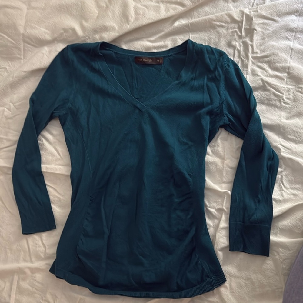 Teal v-neck top, The Limited, size XS